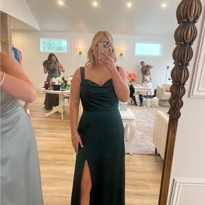 Elegant Dark Green Satin Gown